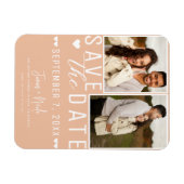 Moderne Peach Save the Date 2 Foto Bruiloft Magneet (Horizontaal)