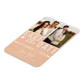 Moderne Peach Save the Date 2 Foto Bruiloft Magneet (Linkerzijde)
