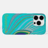 Moderne Peacock Feather gepersonaliseerde Damask i Case-Mate iPhone Case (Achterkant (horizontaal))