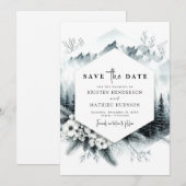 Moderne Peak Mountain bruiloft Save The Date (Voorkant / Achterkant)