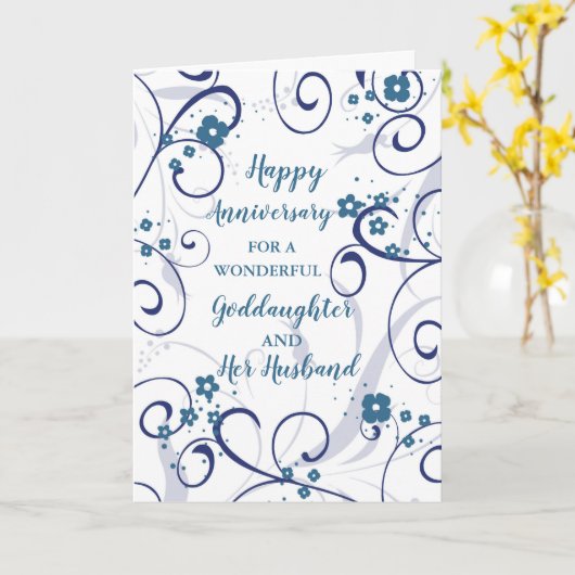 Moderne peetdochter en haar man Jubileum Kaart (Gele Bloem)