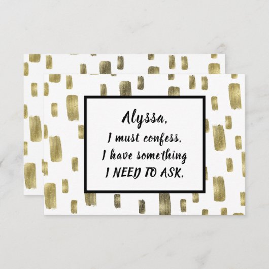 Moderne penseel goudkoper Bronze zijn mijn Bridesm RSVP Kaartje (Voorkant / Achterkant)