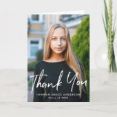 Moderne penseel schrift foto afstuderen bedankkaart (Voorkant)