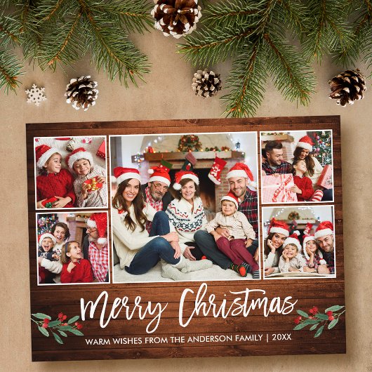 Moderne, penseel, script, 5 kerstfeest briefkaart