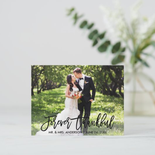 Moderne penseelletter Forever Thankful Foto Bruilo Briefkaart (Staand voorkant)