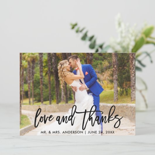 Moderne penseelliefhebber en Bedankt bruiloft foto (Staand voorkant)