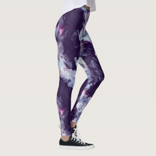 Moderne penseellijnblauwe en paarse Leggings