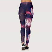 Moderne penseellijnblauwe en paarse Leggings (Achterkant)