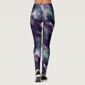 Moderne penseellijnblauwe en paarse Leggings (Achterkant)