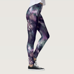 Moderne penseellijnblauwe en paarse Leggings
