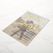 Moderne penseelnamen script witte foto's bruiloft folie uitnodiging (Gedraaid)