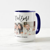 Moderne penseelscript 3 Foto beste vader ooit blau Mok (Voorkant rechts)