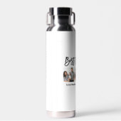 Moderne penseelscript 3 Foto beste vader ooit Waterfles (Voorkant)