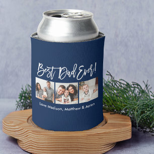 Moderne penseelscript 3 Foto's Beste pap ooit blau Blikjeskoeler