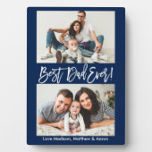 Moderne penseelscript Beste pap ooit 2 Fotoblauw Fotoplaat (voorkant)