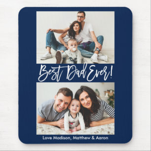 Moderne penseelscript Beste pap ooit 2 Fotoblauw Muismat