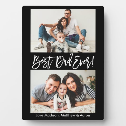 Moderne penseelscript Beste pap ooit 2 foto's Fotoplaat (voorkant)
