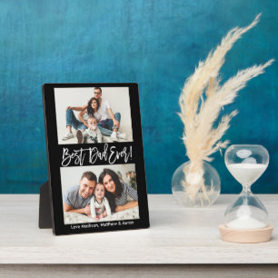 Moderne penseelscript Beste pap ooit 2 foto's Fotoplaat