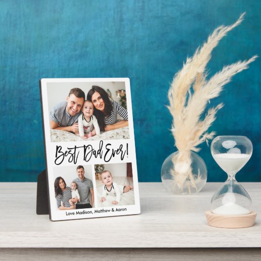 Moderne penseelscript Beste pap ooit 3 Foto Fotoplaat (Zijkant)