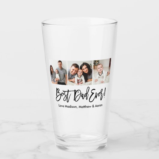 Moderne penseelscript Beste pap ooit 3 Foto Glas (Voorkant)