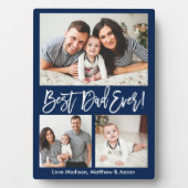 Moderne penseelscript Beste pap ooit 3 Fotoblauw Fotoplaat (voorkant)