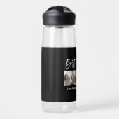 Moderne penseelscript Beste pap ooit 3 Foto's Waterfles (Voorkant)