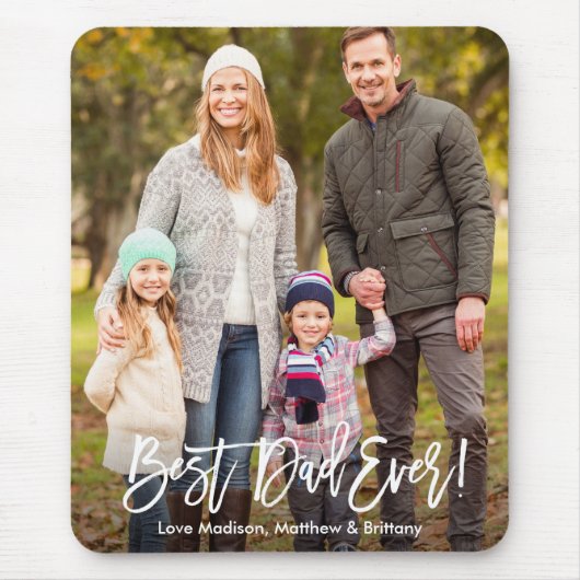 Moderne penseelscript Foto beste vader ooit Muismat (Voorkant)