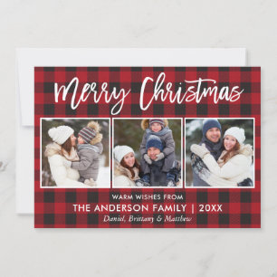 Moderne penseelscript met prettig kerstfeest 3 fot feestdagenkaart