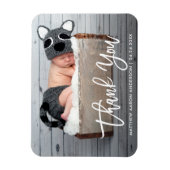 Moderne penseelscript nieuwe baby bedankt wat magneet (Verticaal)