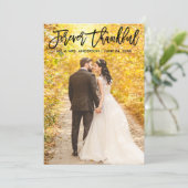 Moderne penseelscript voor ooit dankzij de bruilof bedankkaart (Staand voorkant)