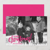 Moderne penseelscript voor prettige kerstfoto feestdagenkaart (Voorkant / Achterkant)