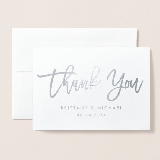 Moderne penseelscript zilver Hartelijk dank voor d Folie Kaarten (Voorkant met envelop)