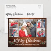 Moderne penseelslede 5 Fotopretkerst Briefkaart (Voorkant / Achterkant)