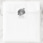 Moderne penseelstreek foto bruiloft gunst | Wit Vierkante Sticker (Tas)