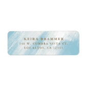 Moderne penseelstreken Aqua Blue Return-adres Etiket (Voorkant)