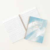 Moderne penseelstreken blauw Aqua Notitieboek (Binnen)