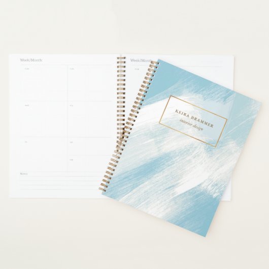 Moderne penseelstreken blauw Aqua Planner (Display)