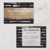 Moderne penseelstreken Bronze Folie Navy Professio Visitekaartje (Voorkant / Achterkant)