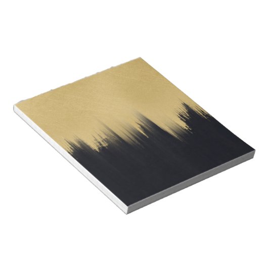 Moderne penseelstreken Gold Black design Notitieblok (Schuin)