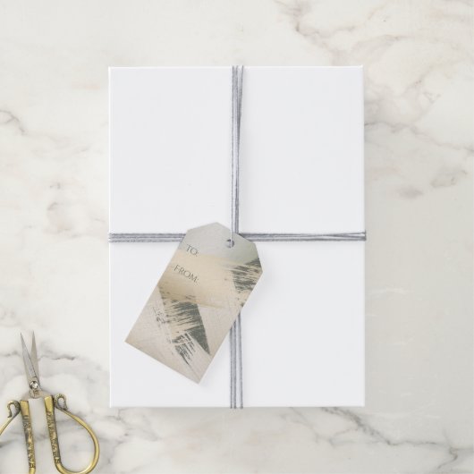 Moderne penseelstreken goud op Spruce Green Cadeaulabel (Met Touw)