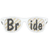 Moderne penseelstreken gouden strepen bruiloft bru retro zonnebril (Voorkant)