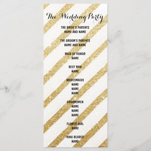 Moderne penseelstreken gouden strepen Trouwprogram Programma (Achterkant)