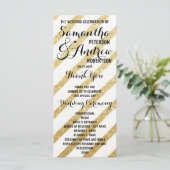 Moderne penseelstreken gouden strepen Trouwprogram Programma (Staand voorkant)