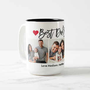 Moderne penseelweergave 3 Foto beste vader ooit Tweekleurige Koffiemok