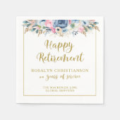 Moderne Pensioen Elegant Script Gouden Bloem Servet (Voorkant)