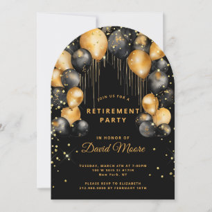 Moderne Pensioen Partij Zwart Goud Glitter Arch Kaart