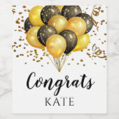 Moderne Pensioenpartij wit en goud Wijn Etiket (Enkel label)