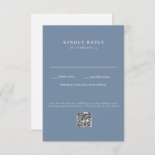 Moderne Périwinkle Mariage QR Code RSVP (Devant / Derrière)