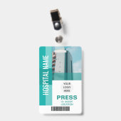 Moderne persbalkode, logo-ID Badge (Voorzijde met clip)