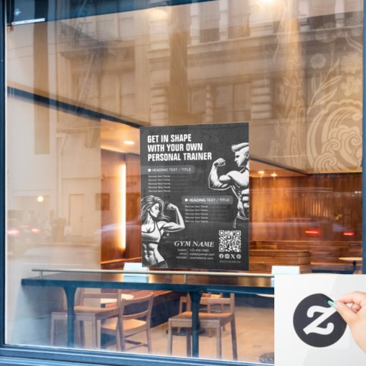 Moderne Personal Fitness Trainer Menu's Prijslijst Raamsticker (Cafe Raam)